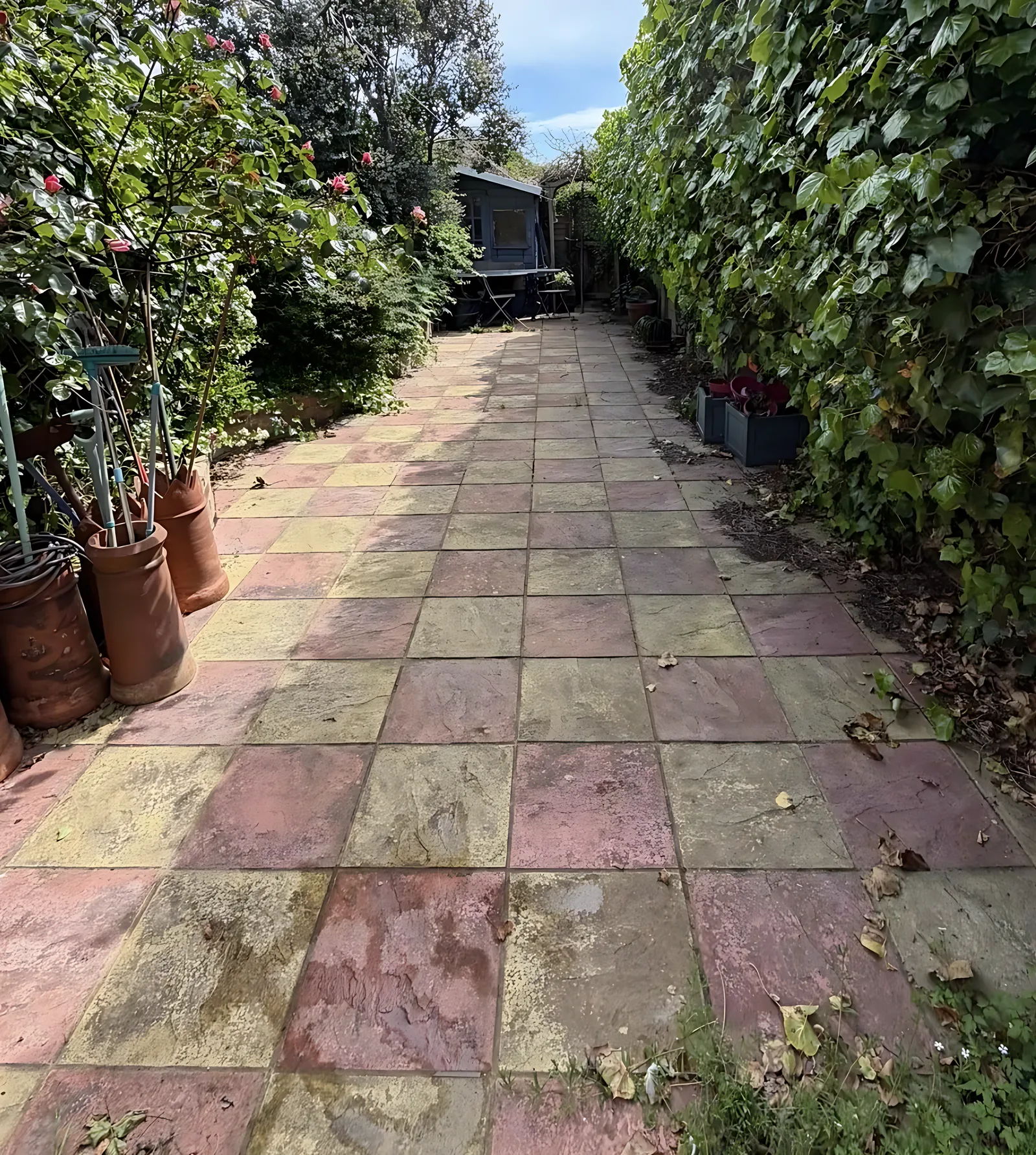 Patterned path before cleaning