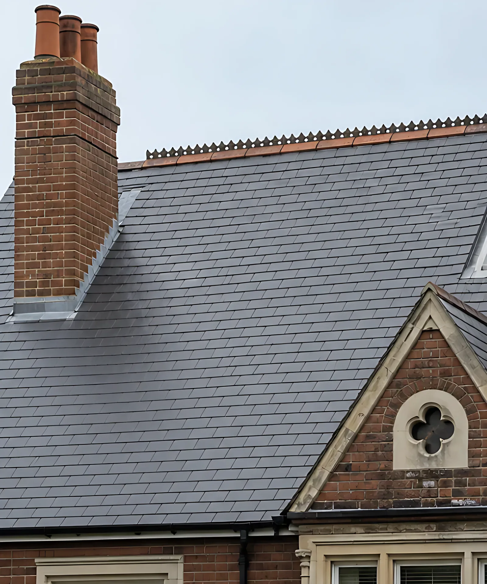 Victorian slate roof after cleaning
