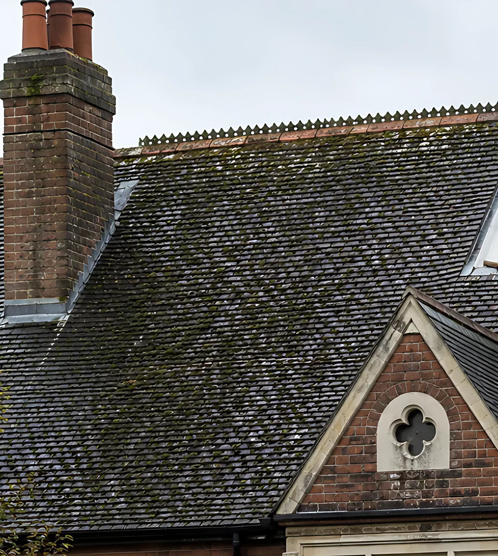 Victorian slate roof before cleaning
