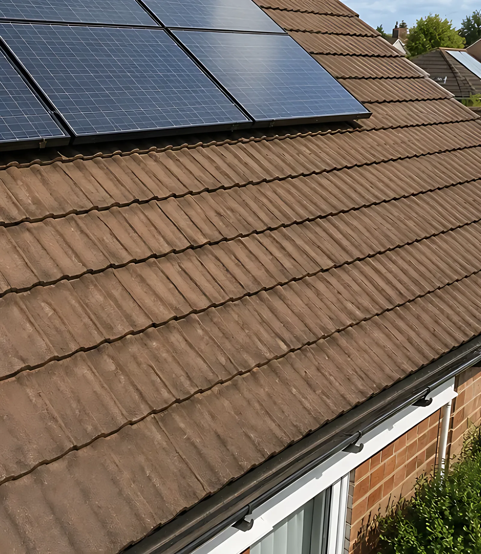 The same roof after cleaning around the panels